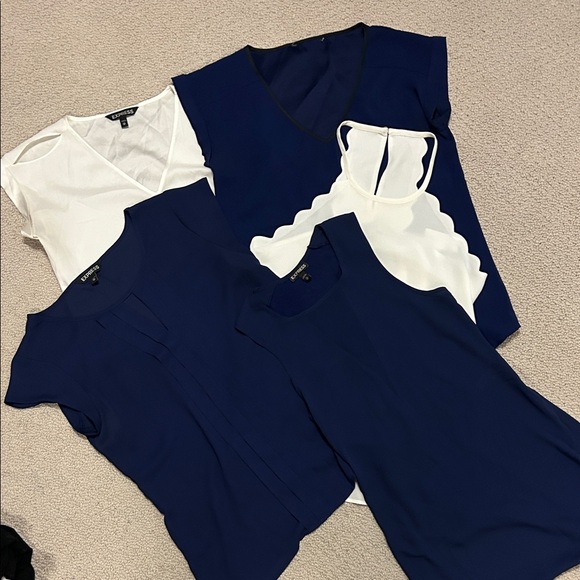 Express Navy and Cream Blouses - Picture 1 of 8